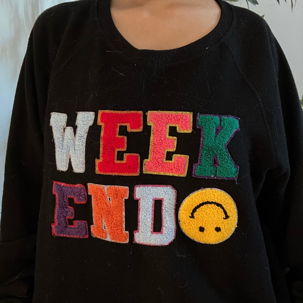Weekend Fun Girls Sweater - Black with Colorful Letters
